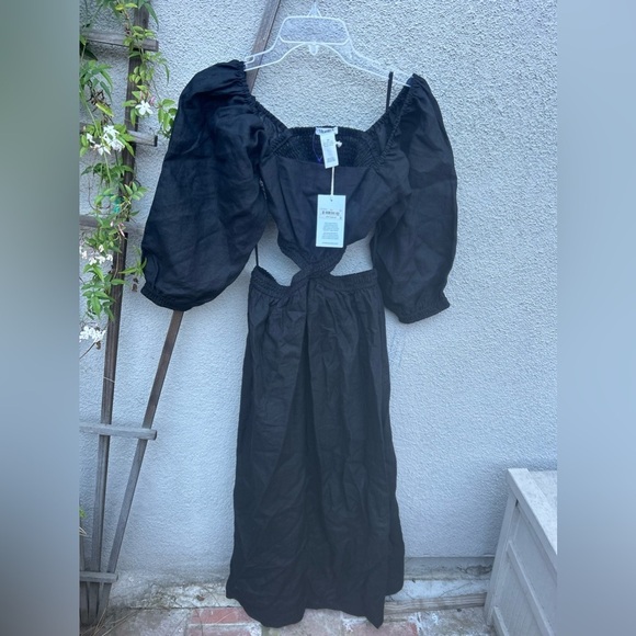 Vitamin A Cierra Cut Out Dress - Black EcoLinen New with Tags! - Picture 9 of 10